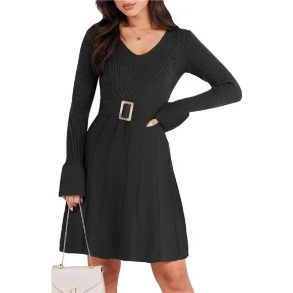 chinese dress ladies Long Sleeve Tie Waist Rib Knit Midi Dress Beige